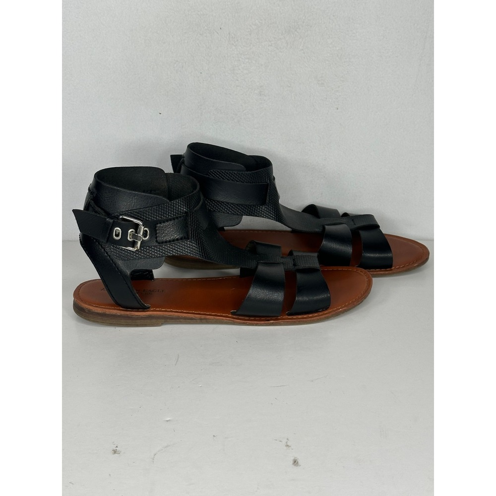 American Eagle Outfitters Black Gladiator Sandals Faux Snakeskin Buckle Ankle 9